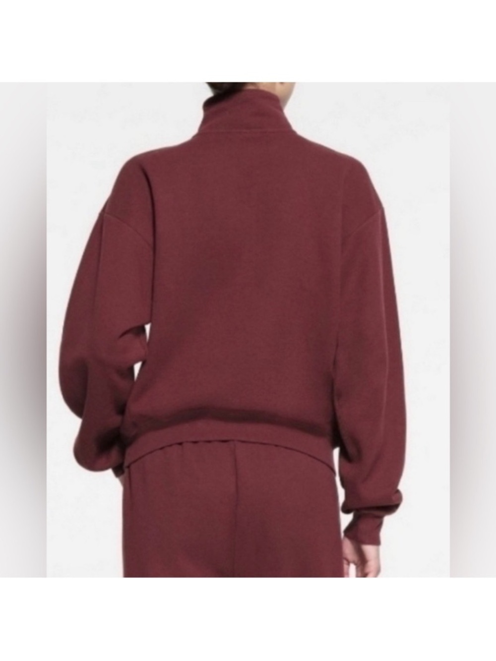 SKIMS Half-Zip Pullover Fleece In Oxford Blood Burgundy Red Size Small EUC - Picture 2 of 5
